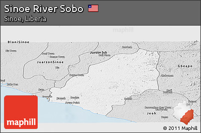 Silver Style Panoramic Map of Sinoe River Sobo