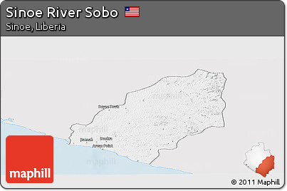 Silver Style Panoramic Map of Sinoe River Sobo, single color outside