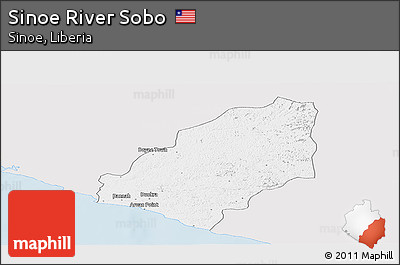 Silver Style Panoramic Map of Sinoe River Sobo, single color outside