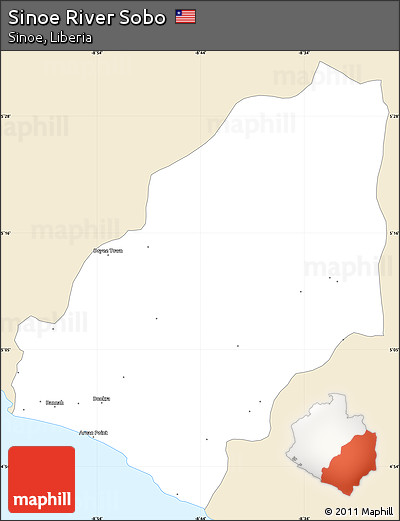 Classic Style Simple Map of Sinoe River Sobo, single color outside