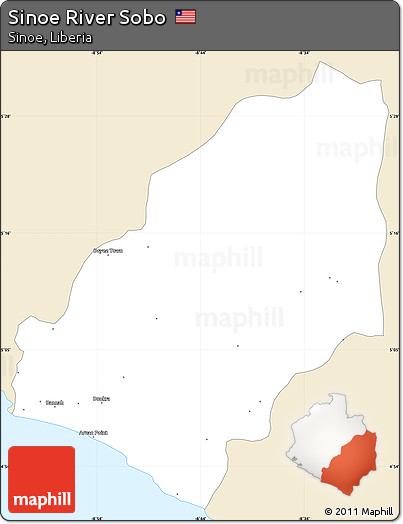 Classic Style Simple Map of Sinoe River Sobo, single color outside