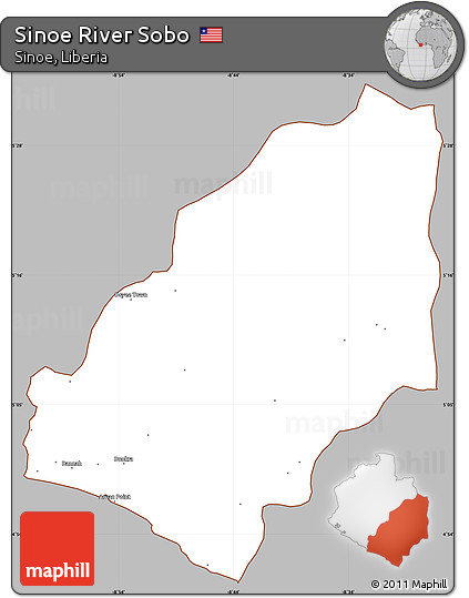 Gray Simple Map of Sinoe River Sobo, cropped outside