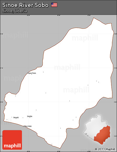 Gray Simple Map of Sinoe River Sobo, cropped outside