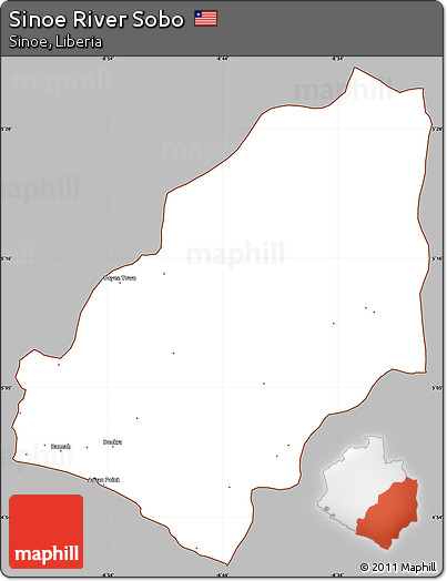 Gray Simple Map of Sinoe River Sobo, cropped outside