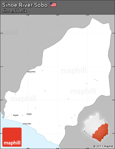 Gray Simple Map of Sinoe River Sobo, single color outside