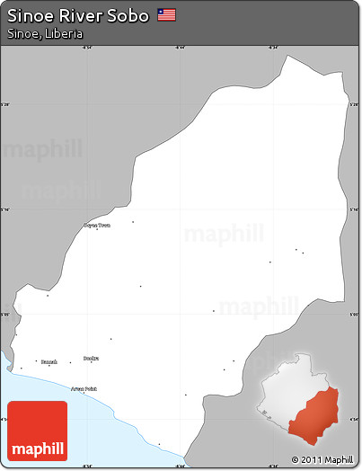 Gray Simple Map of Sinoe River Sobo, single color outside