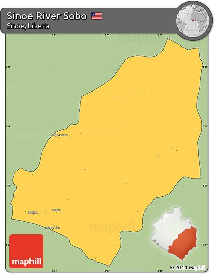 Savanna Style Simple Map of Sinoe River Sobo, cropped outside