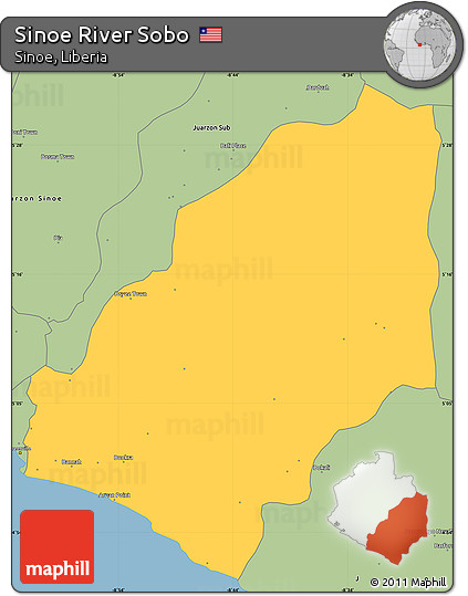 Savanna Style Simple Map of Sinoe River Sobo