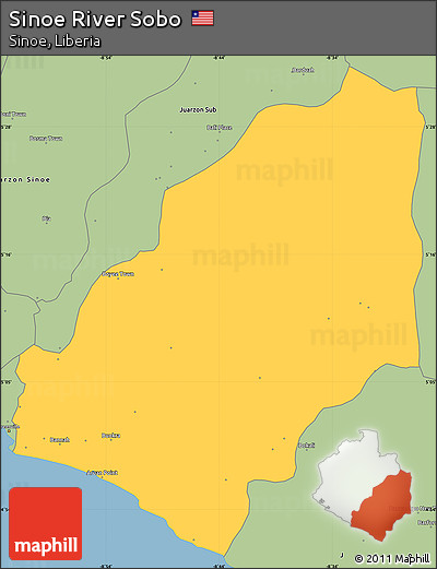Savanna Style Simple Map of Sinoe River Sobo