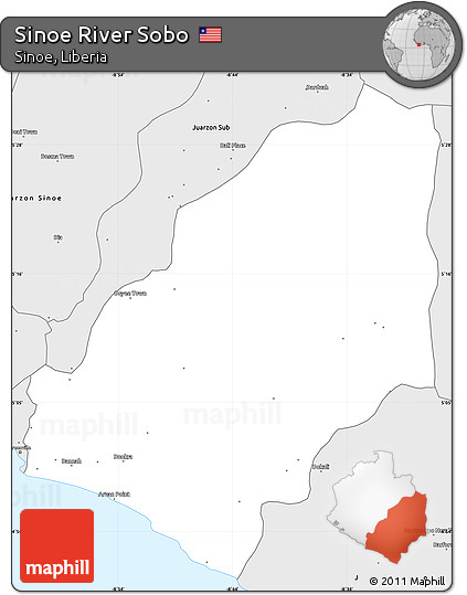 Silver Style Simple Map of Sinoe River Sobo