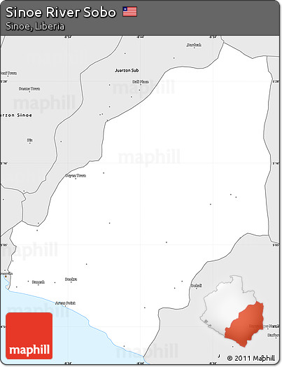 Silver Style Simple Map of Sinoe River Sobo