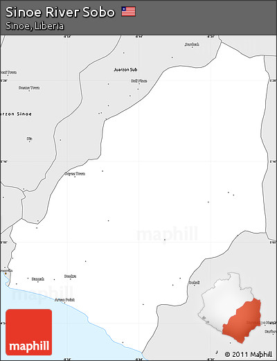 Silver Style Simple Map of Sinoe River Sobo