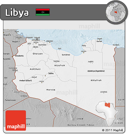 Gray 3D Map of Libya
