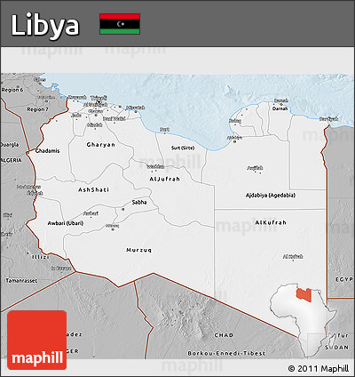 Gray 3D Map of Libya