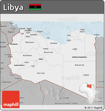 Gray 3D Map of Libya