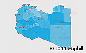 Political Shades 3D Map of Libya, cropped outside