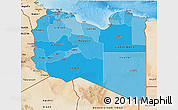 Political Shades 3D Map of Libya, satellite outside, bathymetry sea