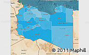 Political Shades 3D Map of Libya, satellite outside
