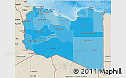 Political Shades 3D Map of Libya, shaded relief outside