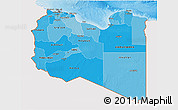 Political Shades 3D Map of Libya, single color outside