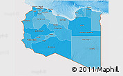 Political Shades 3D Map of Libya, single color outside, shaded relief sea