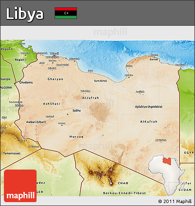 Satellite 3D Map of Libya, physical outside
