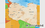 Satellite 3D Map of Libya, political outside