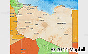 Satellite 3D Map of Libya, political shades outside