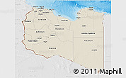 Shaded Relief 3D Map of Libya, lighten, desaturated, land only
