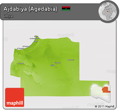 Physical 3D Map of Ajdabiya (Agedabia), cropped outside