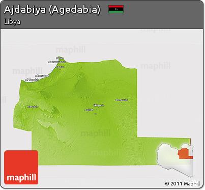 Physical 3D Map of Ajdabiya (Agedabia), cropped outside