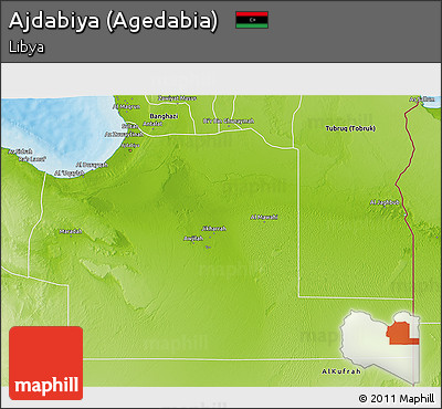 Physical 3D Map of Ajdabiya (Agedabia)