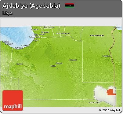 Physical 3D Map of Ajdabiya (Agedabia)