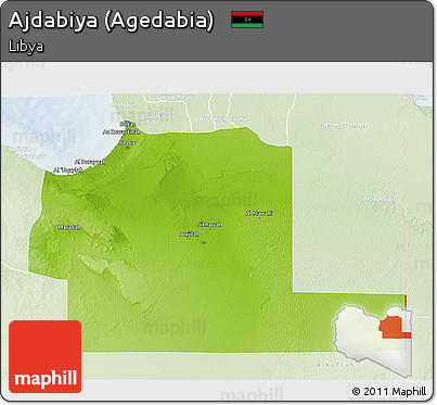 Physical 3D Map of Ajdabiya (Agedabia), lighten