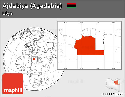 Blank Location Map of Ajdabiya (Agedabia)