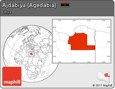 Blank Location Map of Ajdabiya (Agedabia)