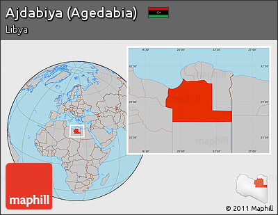 Gray Location Map of Ajdabiya (Agedabia)
