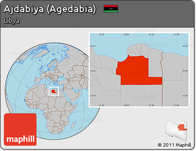 Gray Location Map of Ajdabiya (Agedabia)