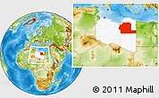 Physical Location Map of Ajdabiya (Agedabia), highlighted country, within the entire country