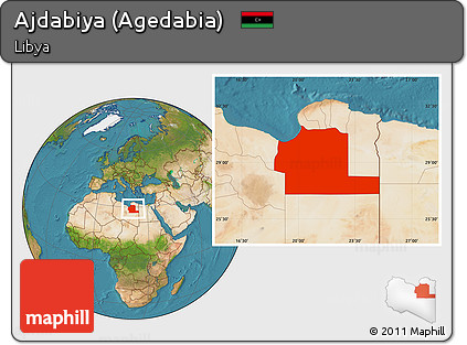 Satellite Location Map of Ajdabiya (Agedabia)