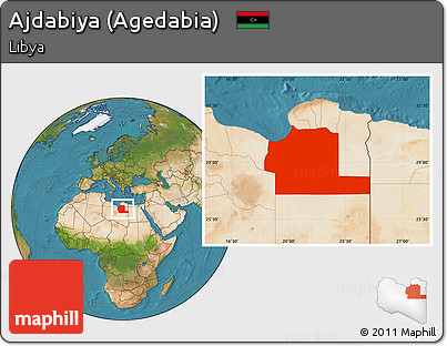 Satellite Location Map of Ajdabiya (Agedabia)