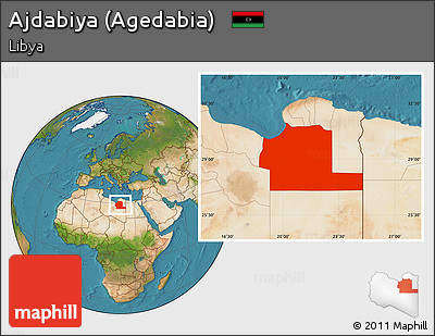 Satellite Location Map of Ajdabiya (Agedabia)