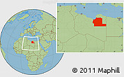Savanna Style Location Map of Ajdabiya (Agedabia), within the entire country