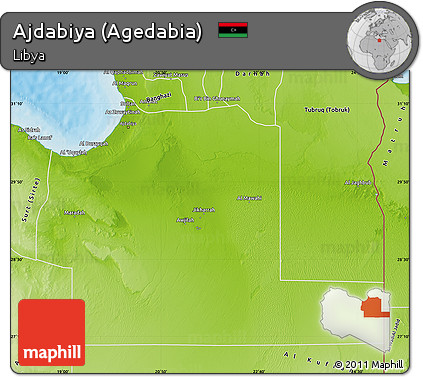 Physical Map of Ajdabiya (Agedabia)
