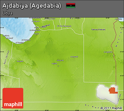 Physical Map of Ajdabiya (Agedabia)