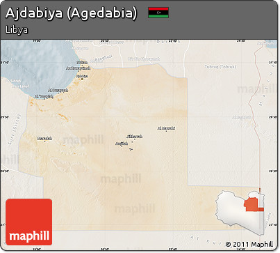 Satellite Map of Ajdabiya (Agedabia), lighten