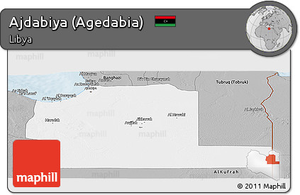 Gray Panoramic Map of Ajdabiya (Agedabia)