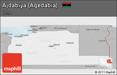 Gray Panoramic Map of Ajdabiya (Agedabia)