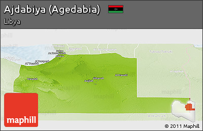 Physical Panoramic Map of Ajdabiya (Agedabia), lighten