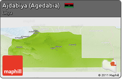 Physical Panoramic Map of Ajdabiya (Agedabia), lighten